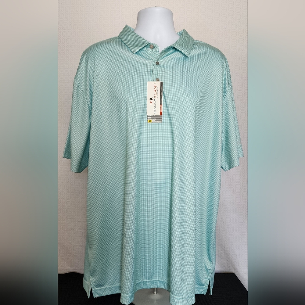 Grand Slam Men's Light Green & White Polo Shirt